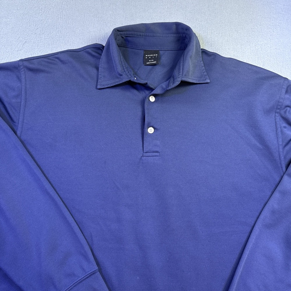 Dunning Golf SHIRT Men's XL Long Sleeve Light Weight Polo Navy Blue - Picture 2 of 8